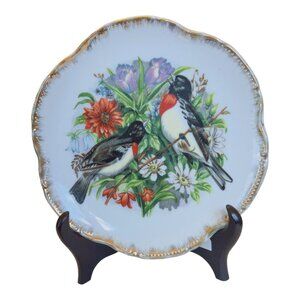 Vintage Red Bird's ARDCO FINE QUALITY DALLAS  PORCELAIN Plate  7.25" w/ Hanger
